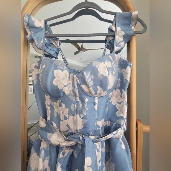 V. Chapman VERA- Floral Blue Sleeveless Dress - Picture 3 of 5